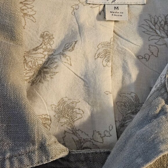 J. Jill Women’s Linen Trench Coat Gray Sage Sz M Quiet Luxury Boho Marketwear - Picture 8 of 15